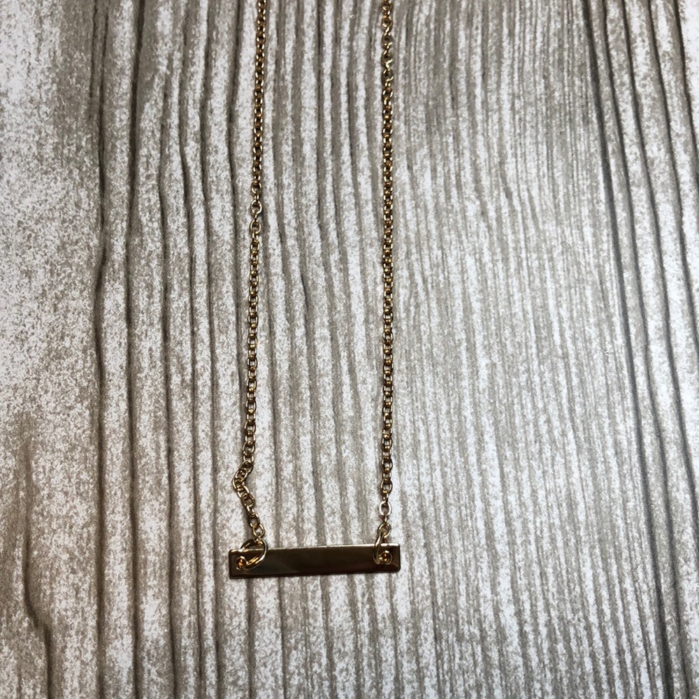 Gold Tone Bar Pendant Necklace